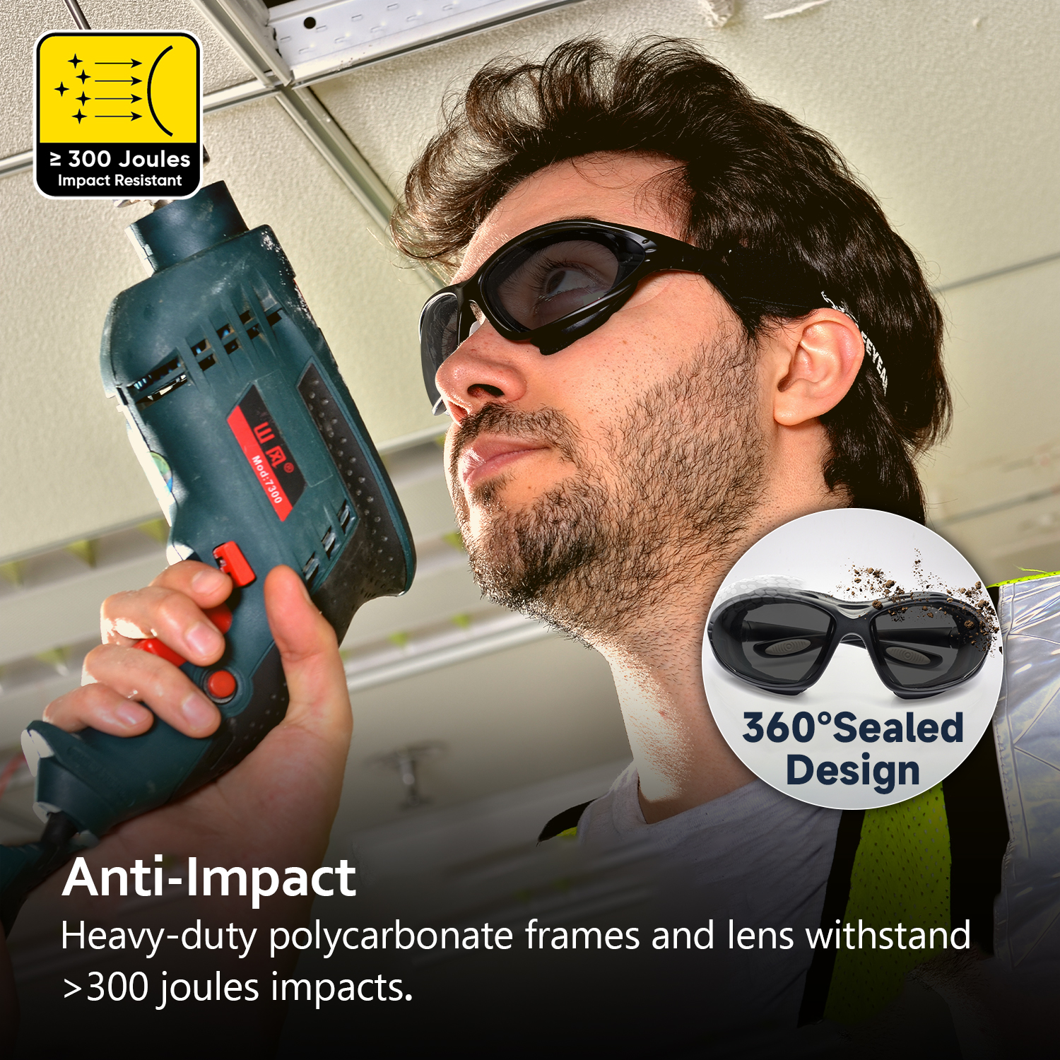 Gafas de seguridad antivaho ultracómodas con espuma interior acolchada | ANSI Z87.1 y EN166 SG002 Negro