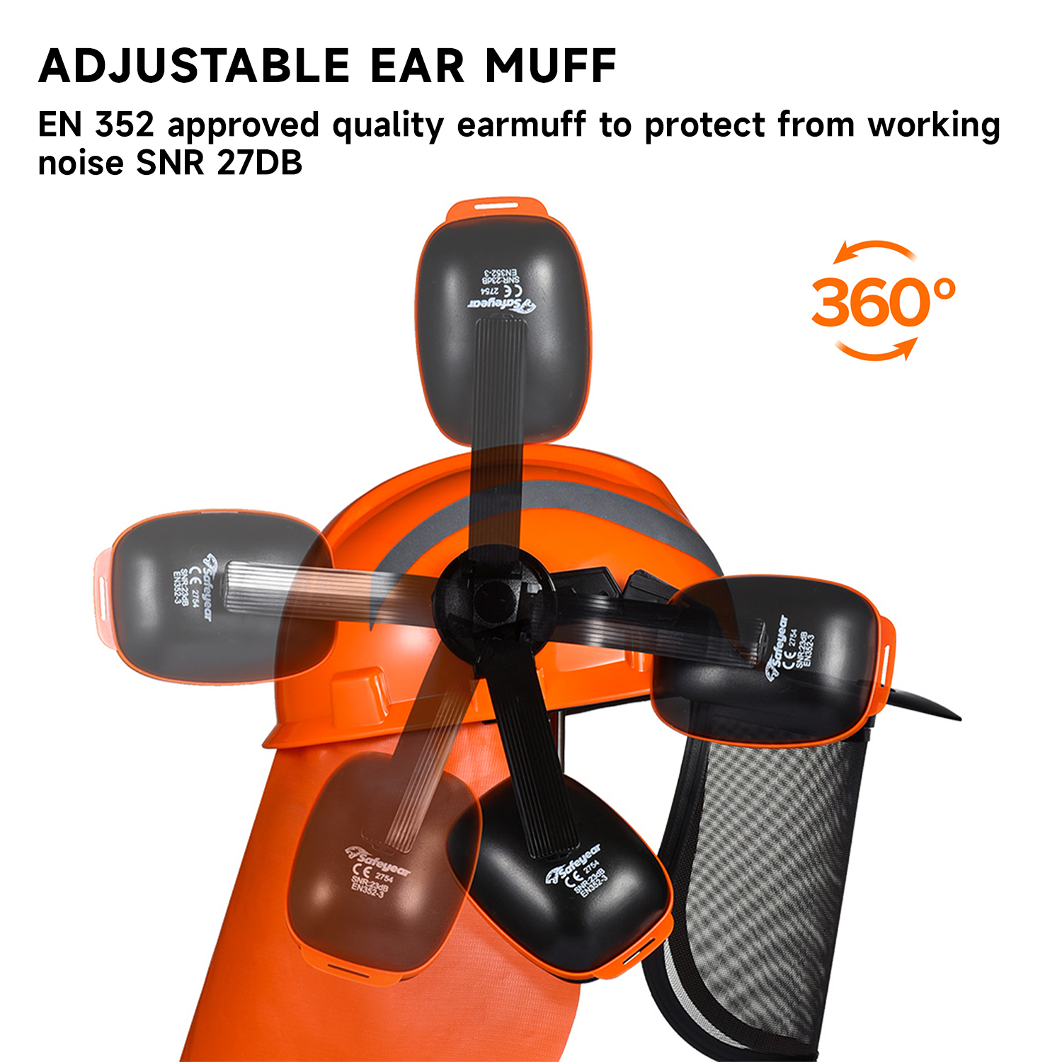 Cascos forestales y sombrero de protección de escudo de cara M-5009 naranja