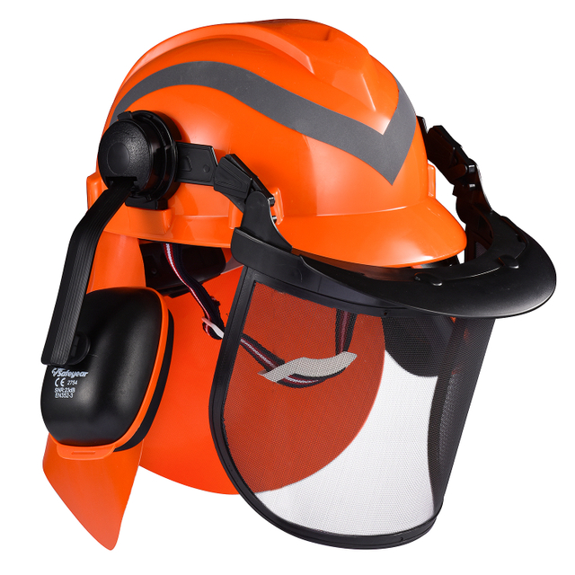 Helmets de bosque con escudo facial M-5009 naranja