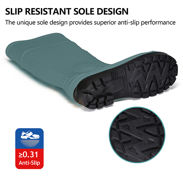 Botas de lluvia impermeables para el hombre W-6055 verde