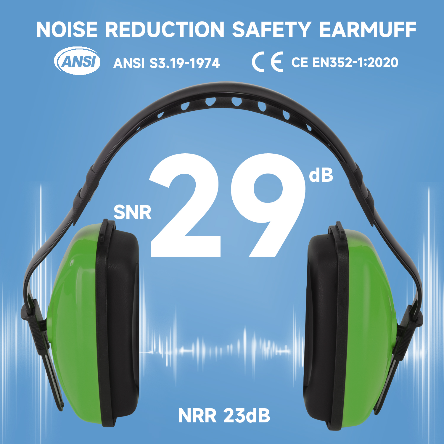  Ayudas de cancelación de ruido de muffs de oído protectores EM-5003 Green