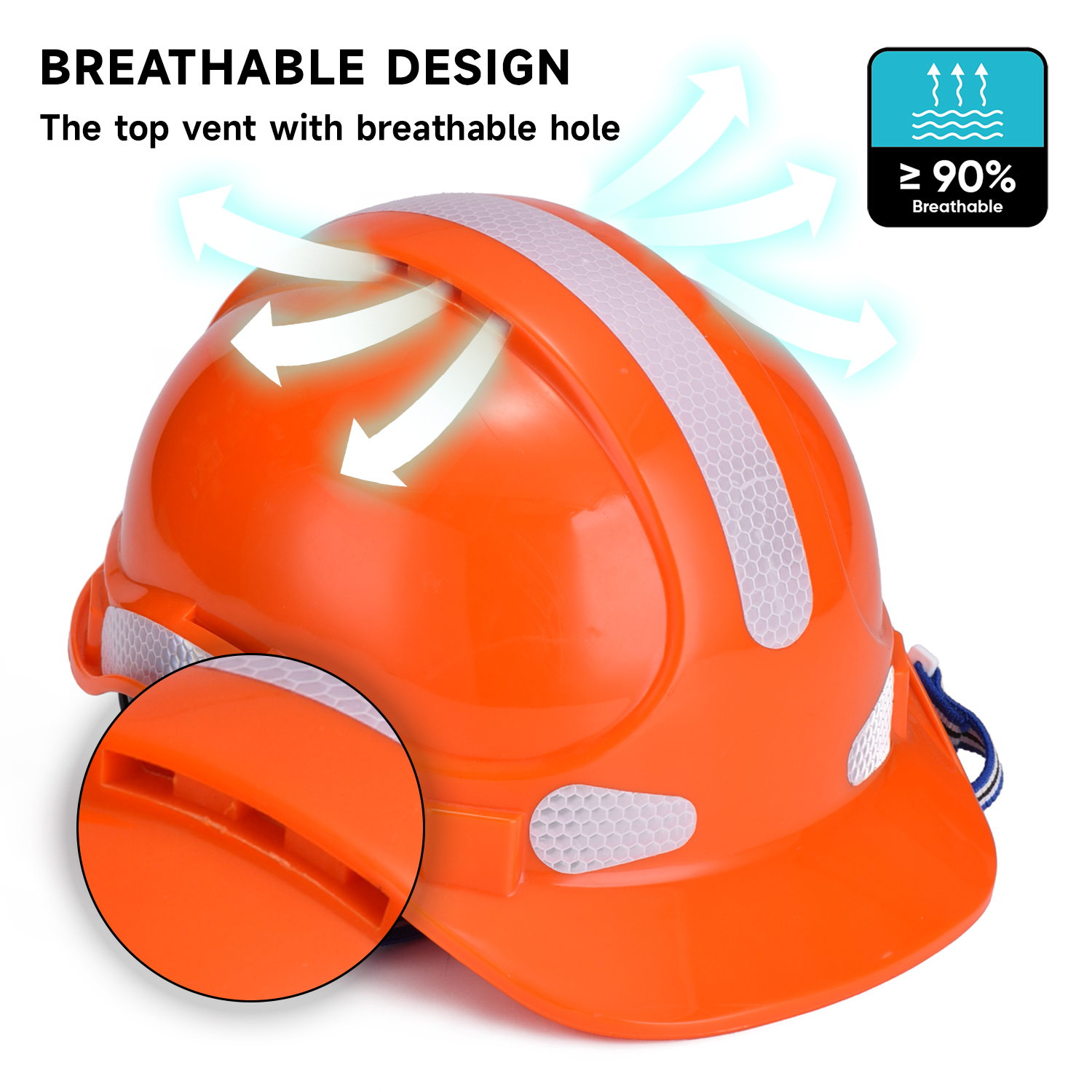  Fabricación de orejas de la construcción Casco de seguridad ABS CE Helmets de seguridad aprobados W-018 Orange