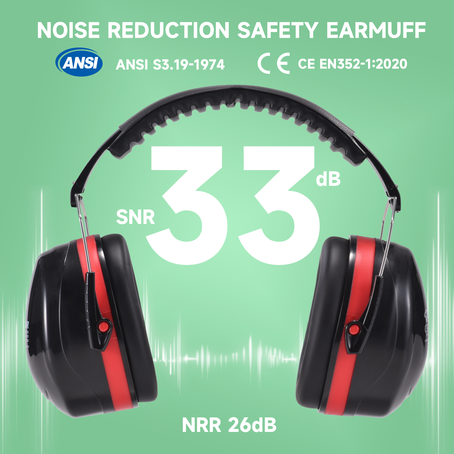 Listo Stock ABS Protective Ear Muffs EM-5002 Rojo
