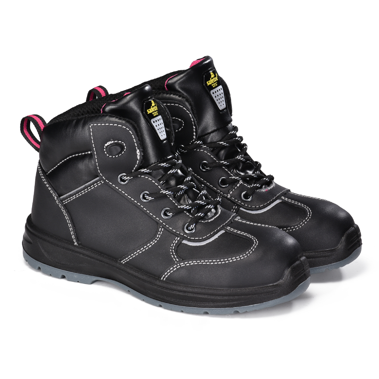 Botas de Trabajo Mujer Piel Vacuno Negra con Puntera de Acero de Seguridad M-8516 Lisa