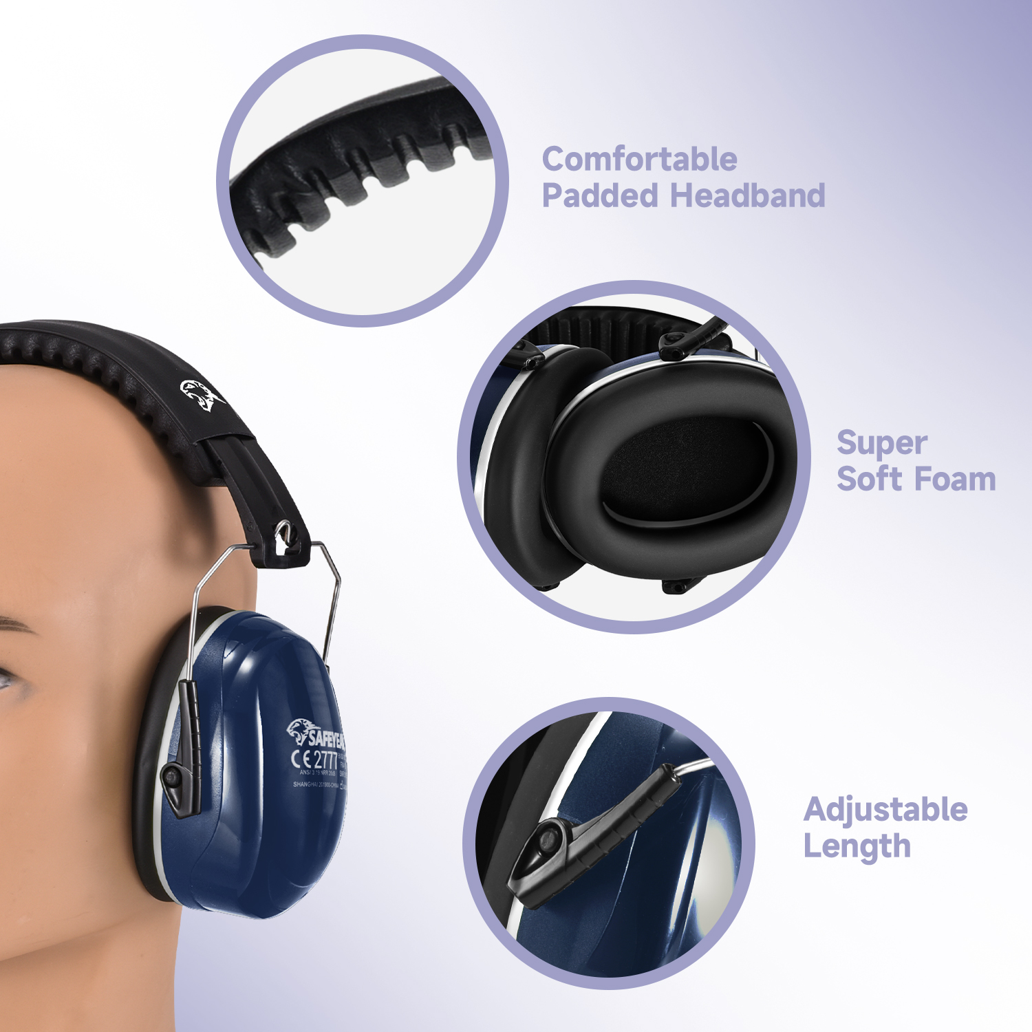 ABS Protección auditiva Muffs de orejas Protective Muffs Ready Stock FM-1B Azul