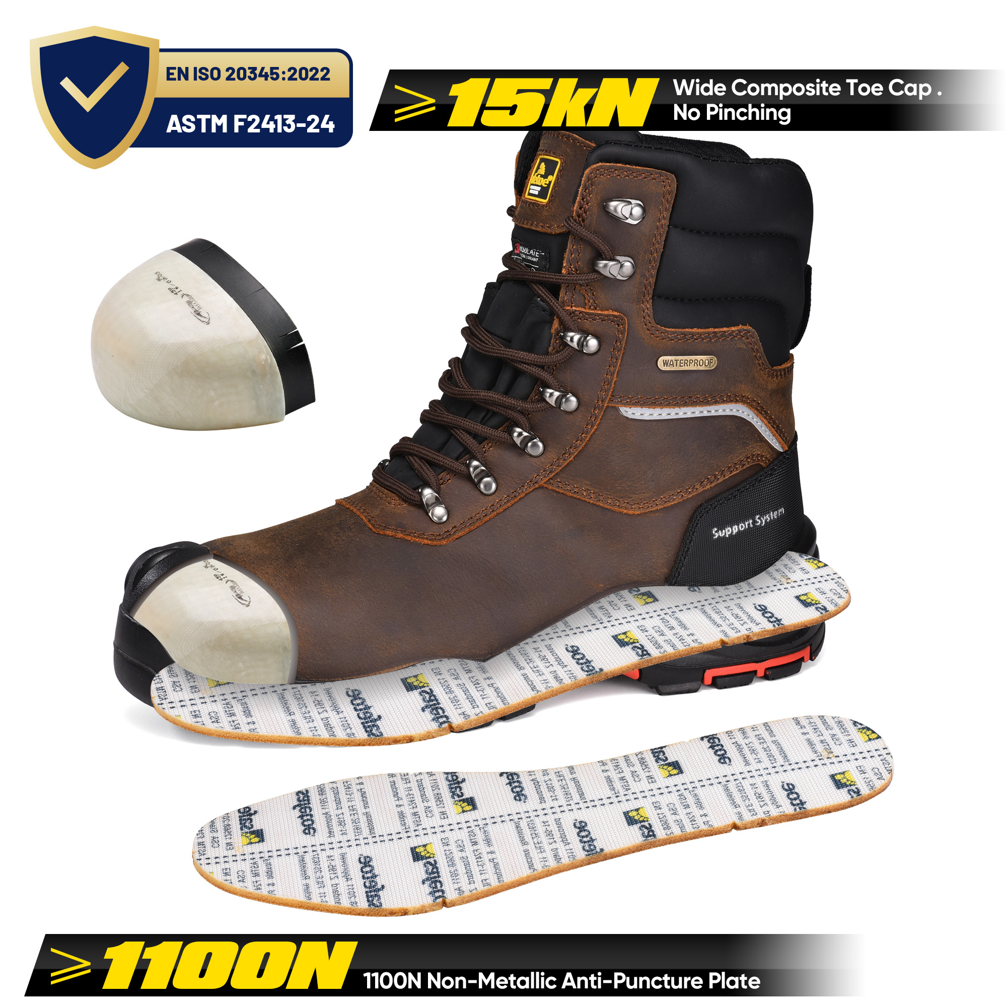 Botas de seguridad tibia para hombres botas de trabajo resistentes al aceite impermeable H-9552