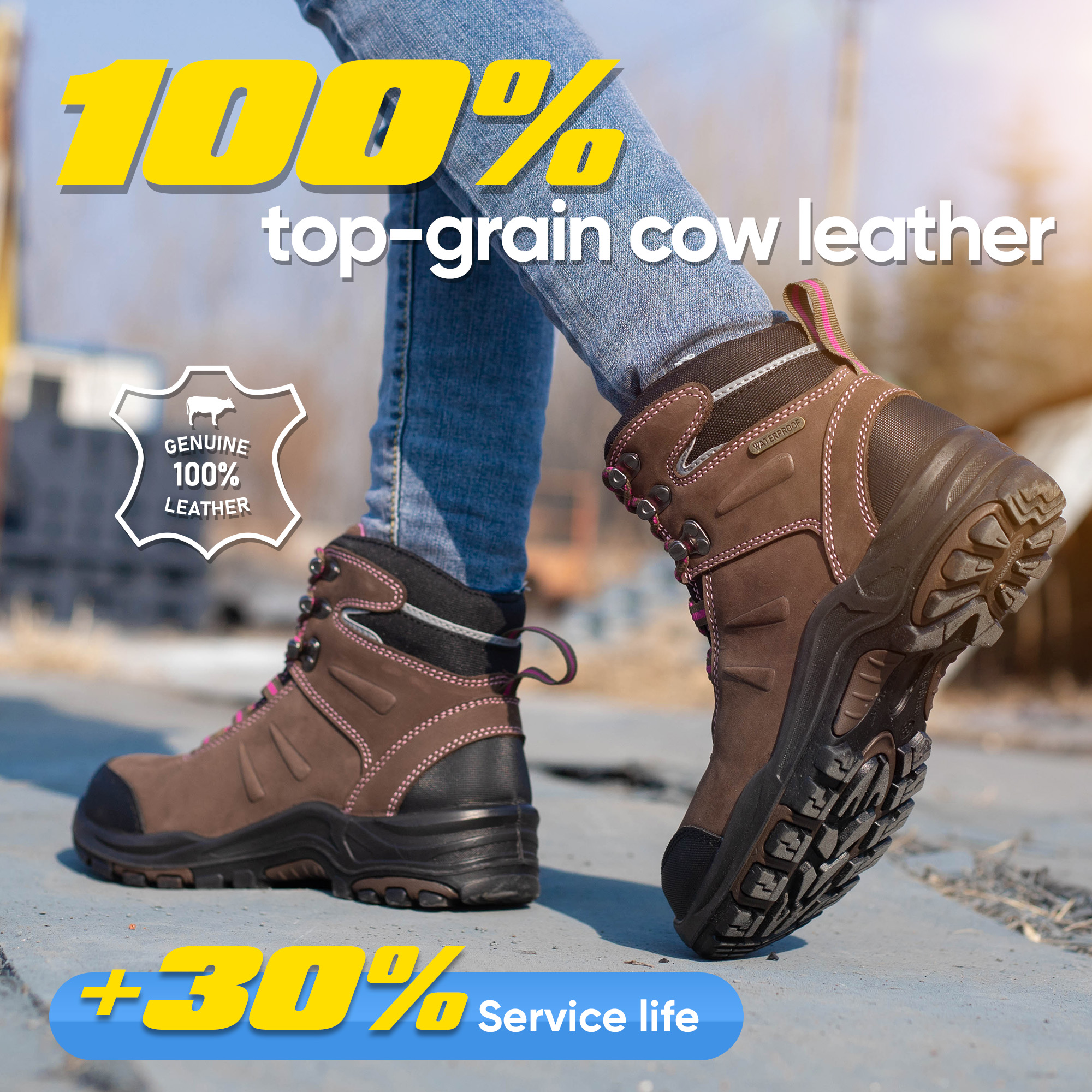 Botas de trabajo para mujeres resistentes a las impermeables y resbalones con punta de acero M-8553