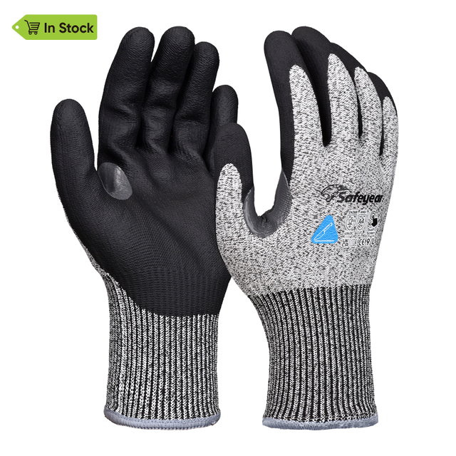 Guantes de trabajo de construcción Guantes de trabajo de seguridad resistente a los guantes PD8045 Negro