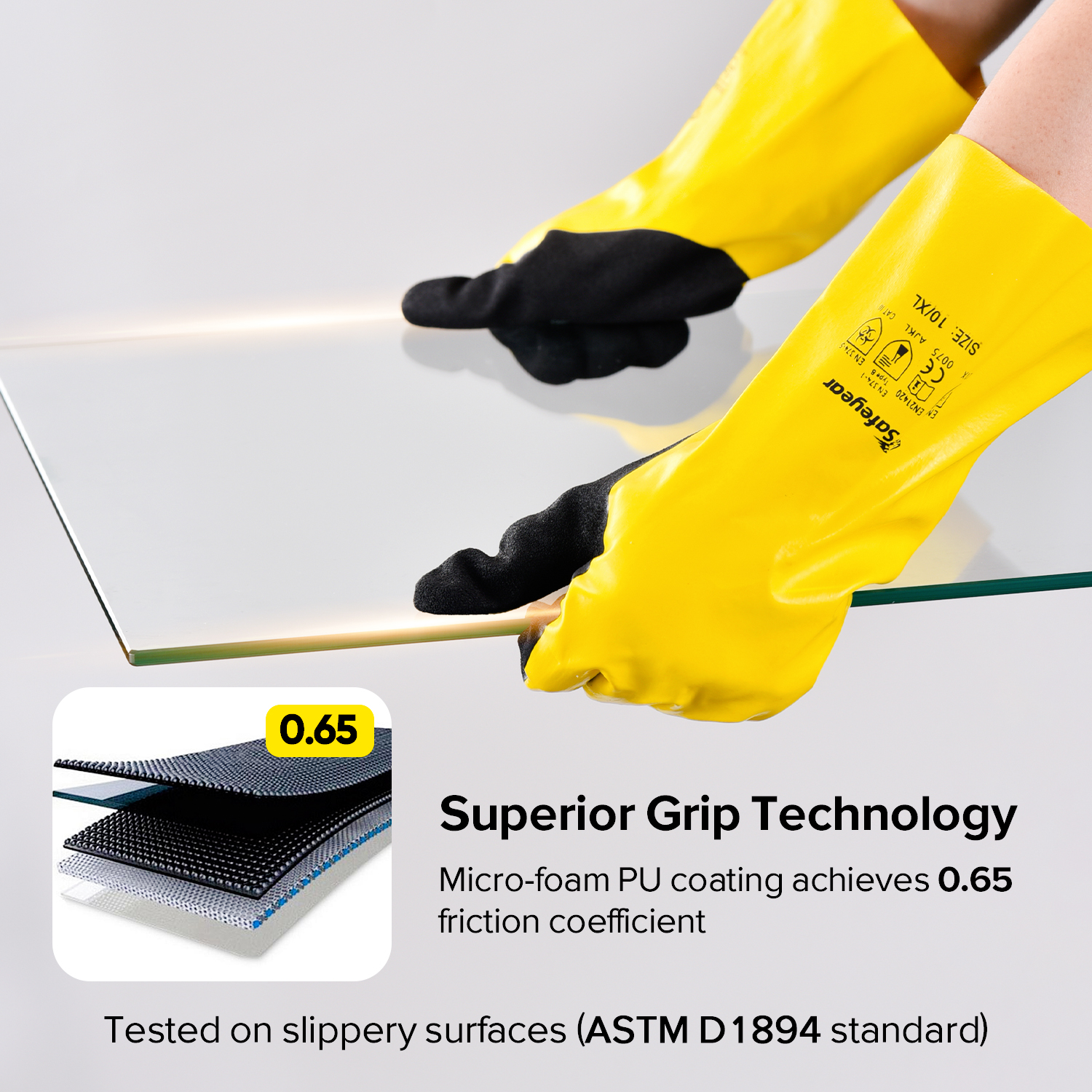 Guantes de trabajo resistentes a químicos y aceites NSL1868 Amarillo