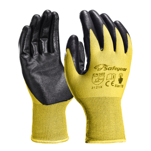 Guantes de trabajo de seguridad recubiertos de nitrilo N1552 Amarillo