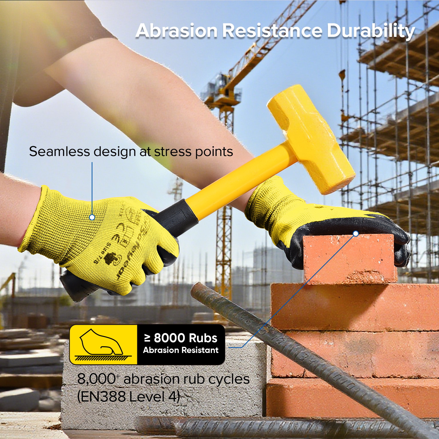 Guantes de trabajo de seguridad recubiertos de nitrilo N1552 Amarillo