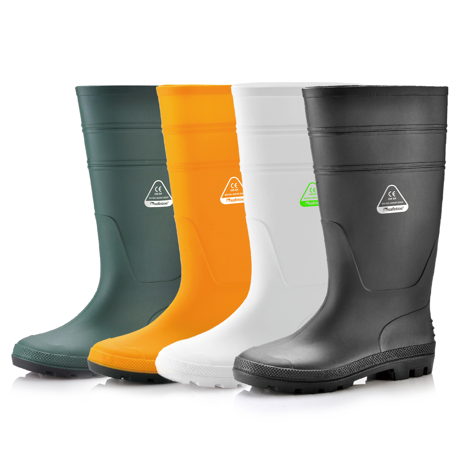 Botas de agua ocupacionales: botas de lluvia impermeables de PVC para uso en exteriores y limpieza, color amarillo