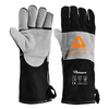 Guantes resistentes al calor para soldar guantes de cuero de vaca FL-1023 negro y gris