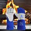 Guantes de protección contra arco eléctrico Guantes de soldadura Cuero de vaca FL-1023 Azul y gris