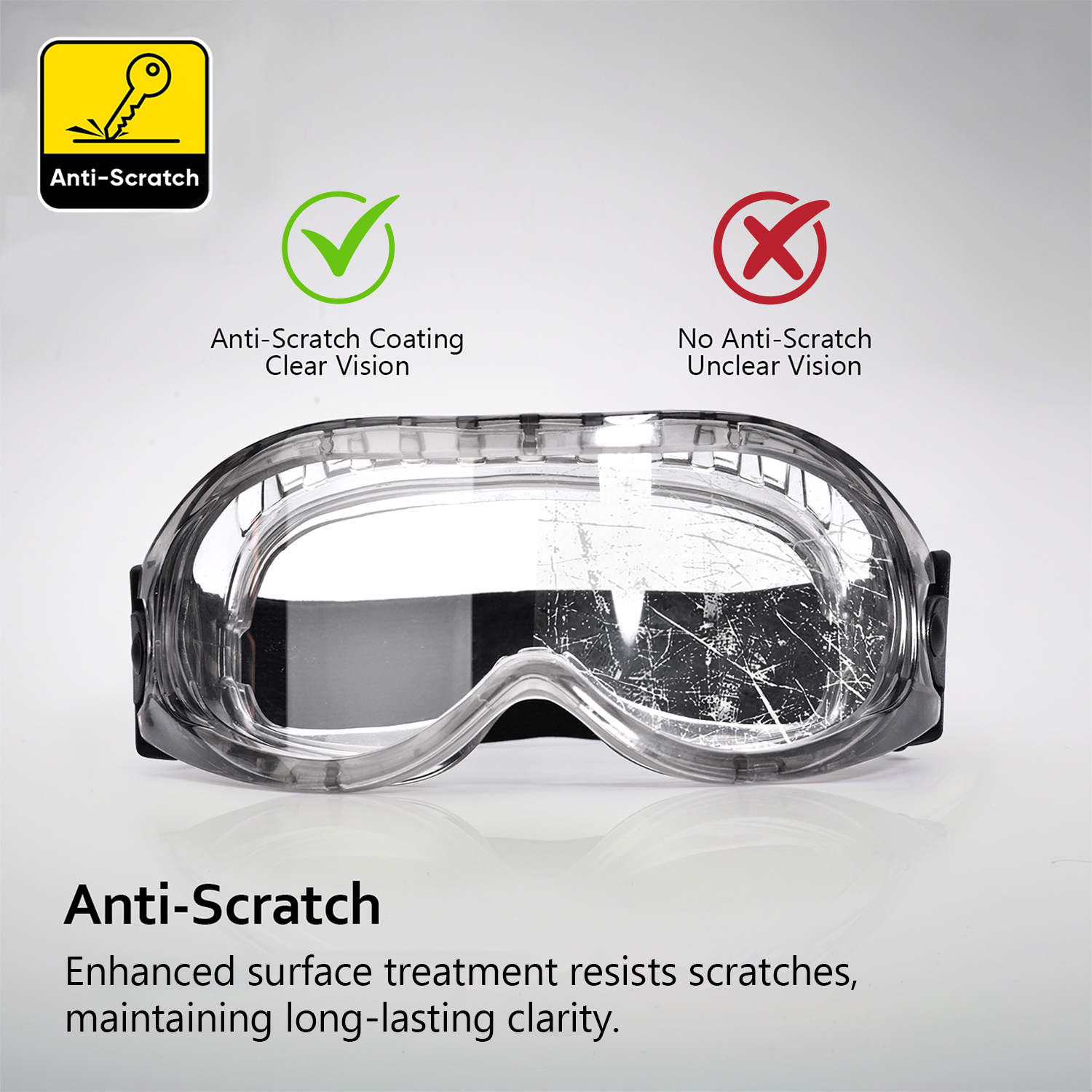 Gafas de seguridad antivaho OTG con correa ajustable | ANSI Z87.1 y EN166