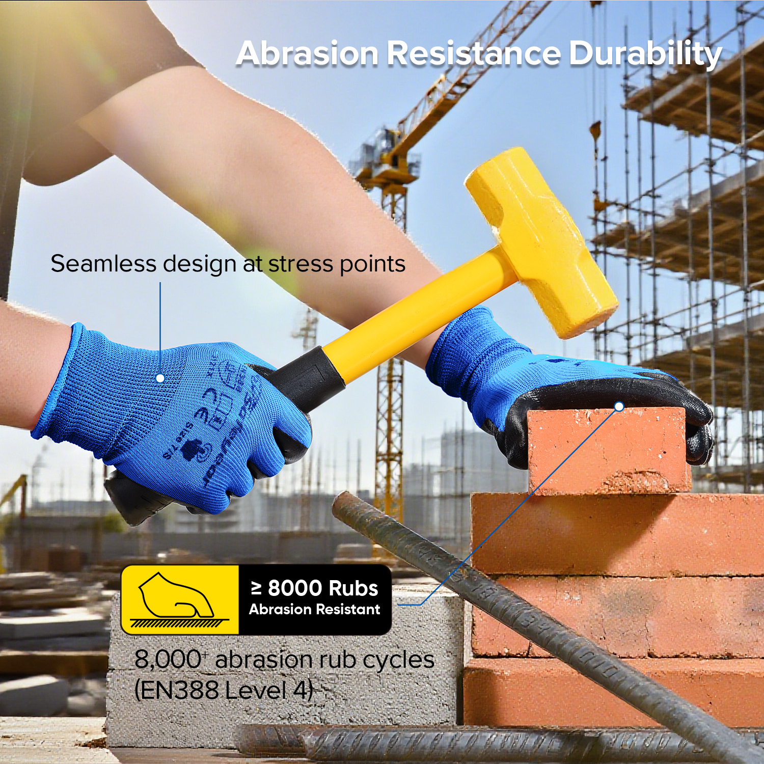 EN 388 3121X Guantes de seguridad para montaje y manipulación en almacén N1552 Guarder Max Azul