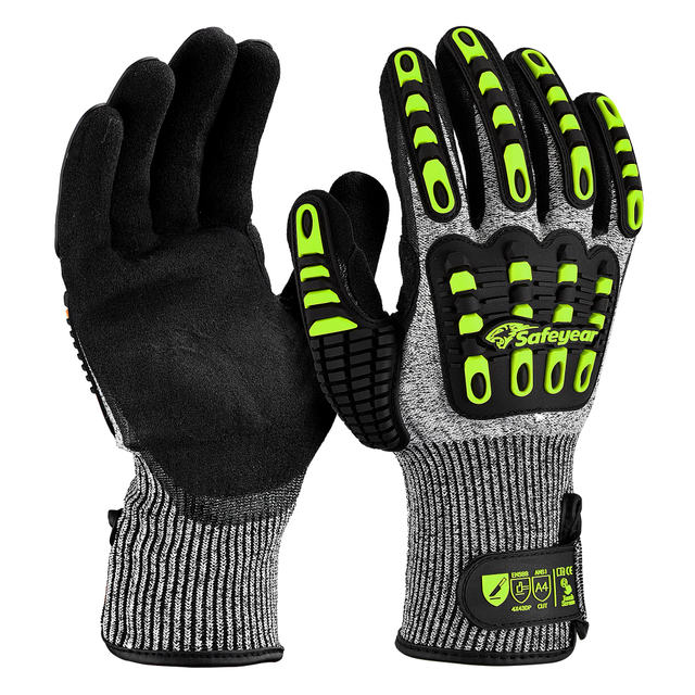Guantes de nivel de corte HDPE Guantes de trabajo protector TPR9004 Verde
