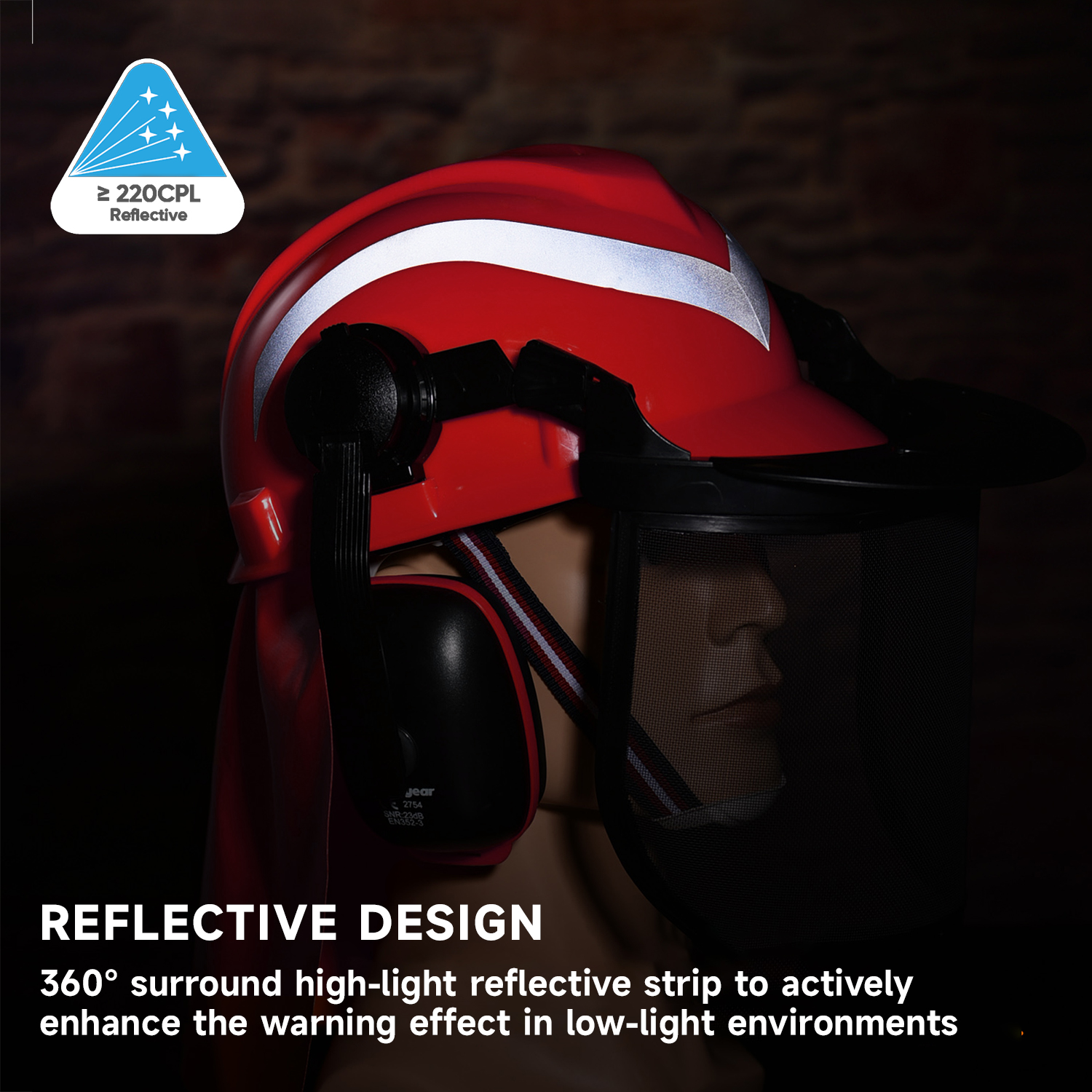 Helmets de seguridad y escudo de cara y orejera M-5009 rojo