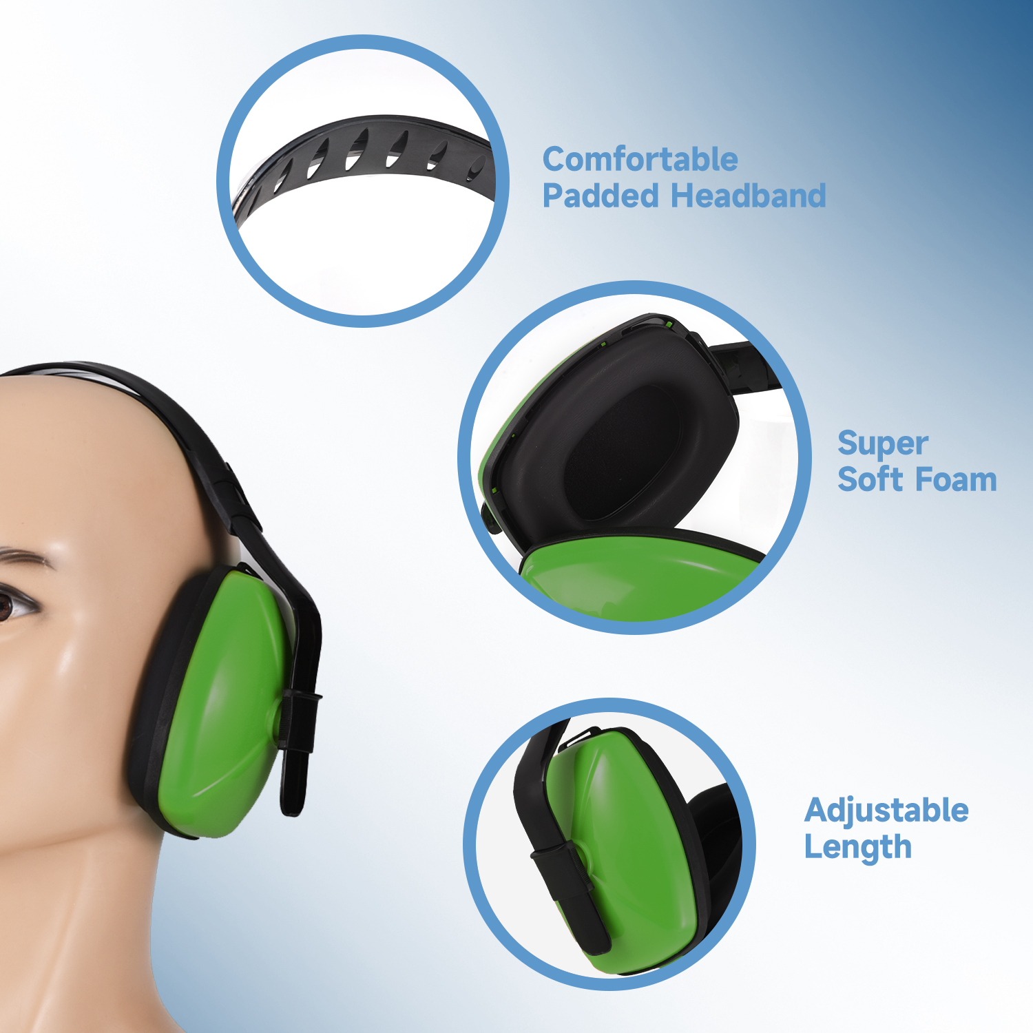  Ayudas de cancelación de ruido de muffs de oído protectores EM-5003 Green