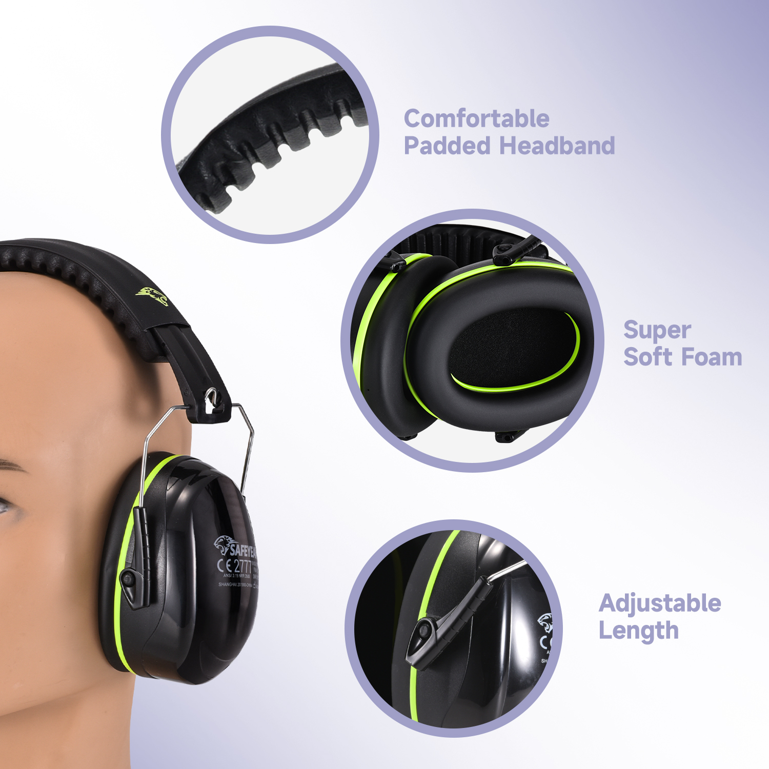 ABS Protección auditiva Muffs de orejas Protective Muffs Ready Stock FM-1B Verde