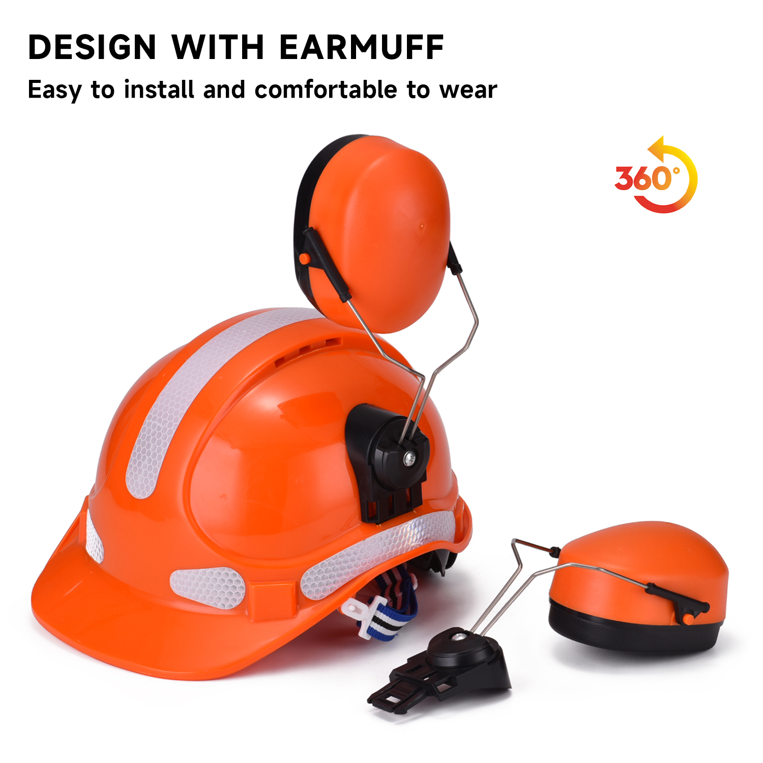  Fabricación de orejas de la construcción Casco de seguridad ABS CE Helmets de seguridad aprobados W-018 Orange