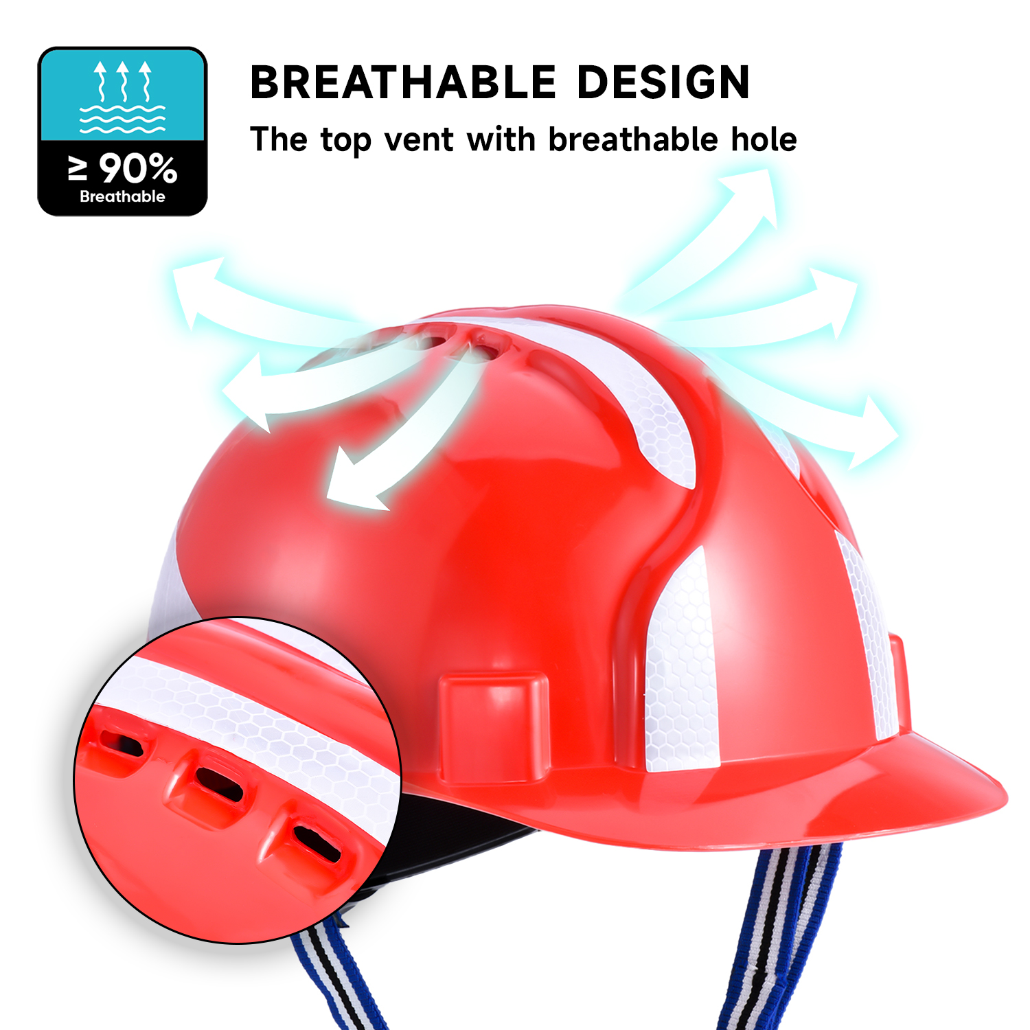 Casco de seguridad rojo para la construcción W-036