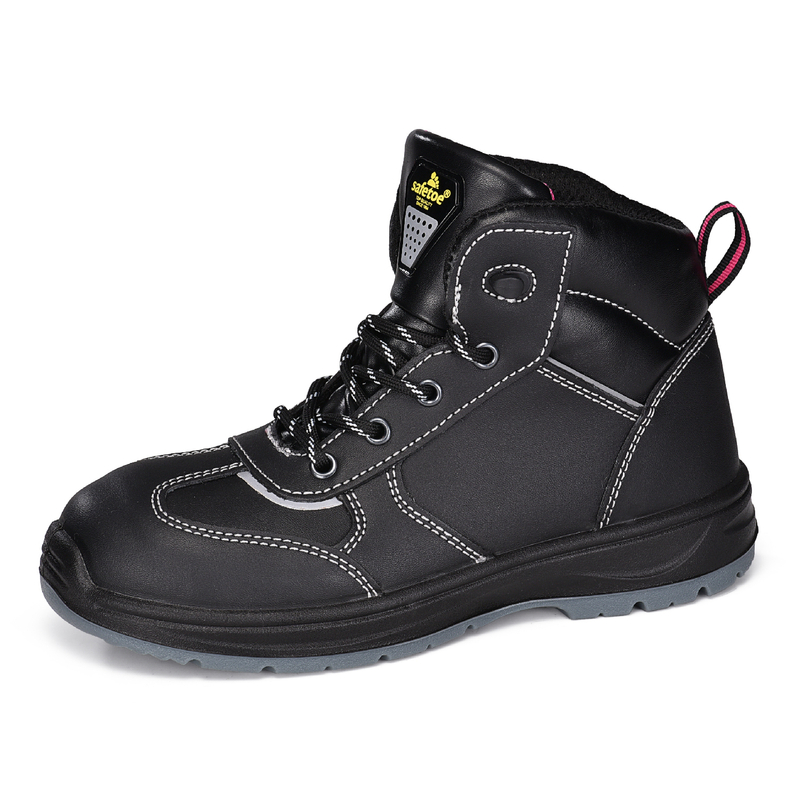Botas de Trabajo Mujer Piel Vacuno Negra con Puntera de Acero de Seguridad M-8516 Lisa