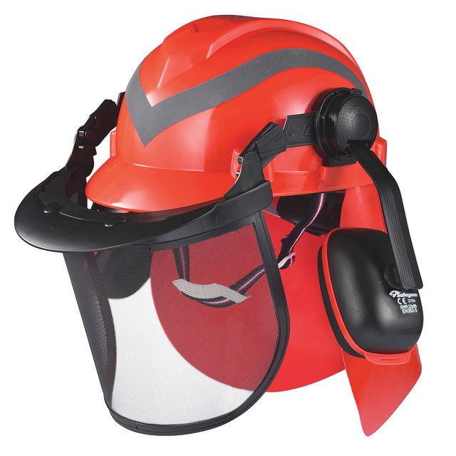 Helmets de seguridad y escudo de cara y orejera M-5009 rojo