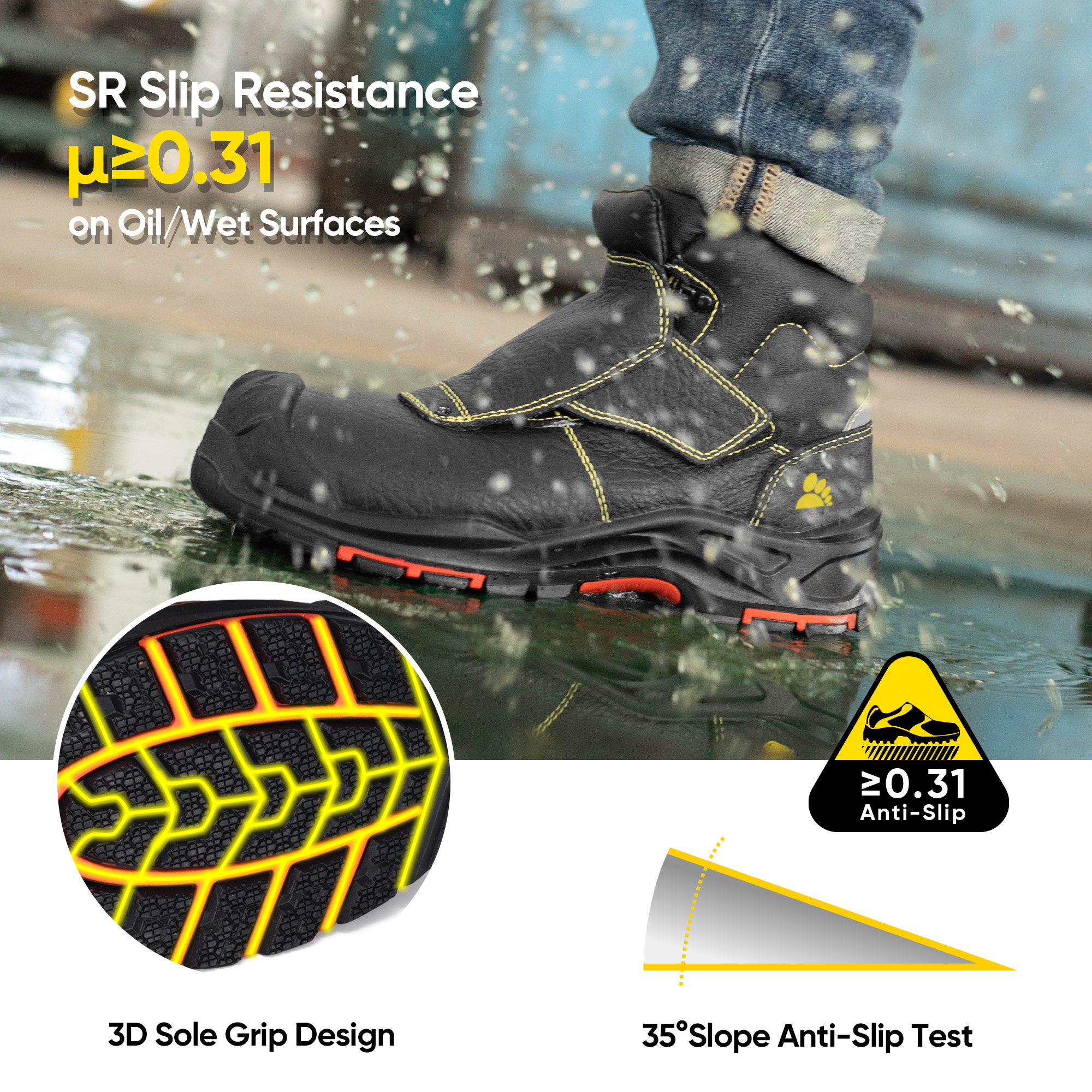 Vortigard ™ Botas de soldadura de trabajo de seguridad compuesto no metálico para trabajadores soldadores M-8387
