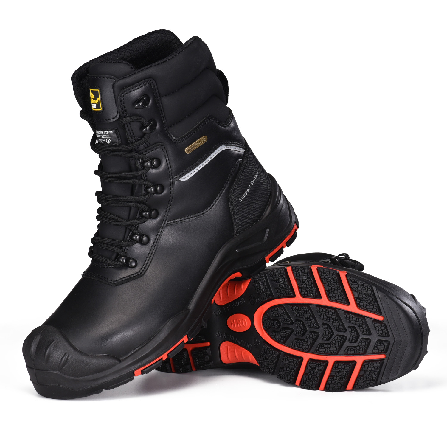 Botas de trabajo resistentes con membrana impermeable y punta compuesta para invierno H-9552 Negro