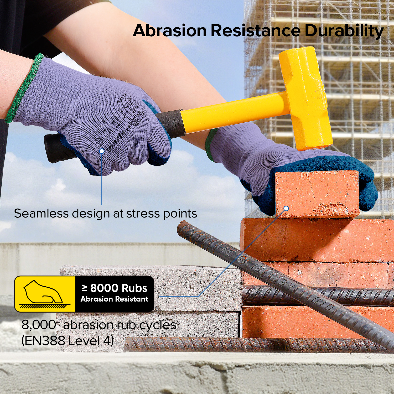 Guantes de trabajo de seguridad recubiertos de látex LY-3013 Púrpura