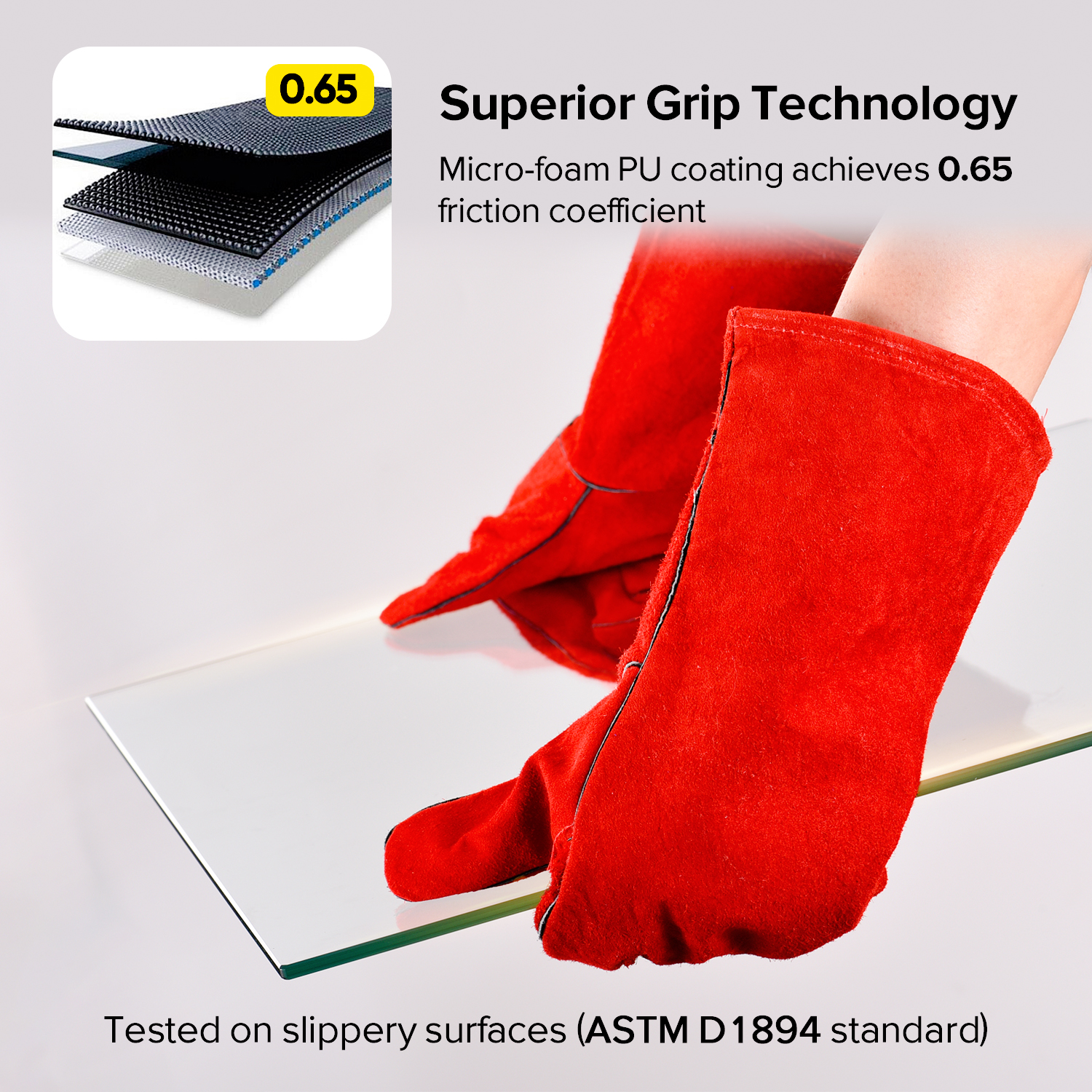 Guantes de trabajo de cuero para soldador S-H24 Rojo