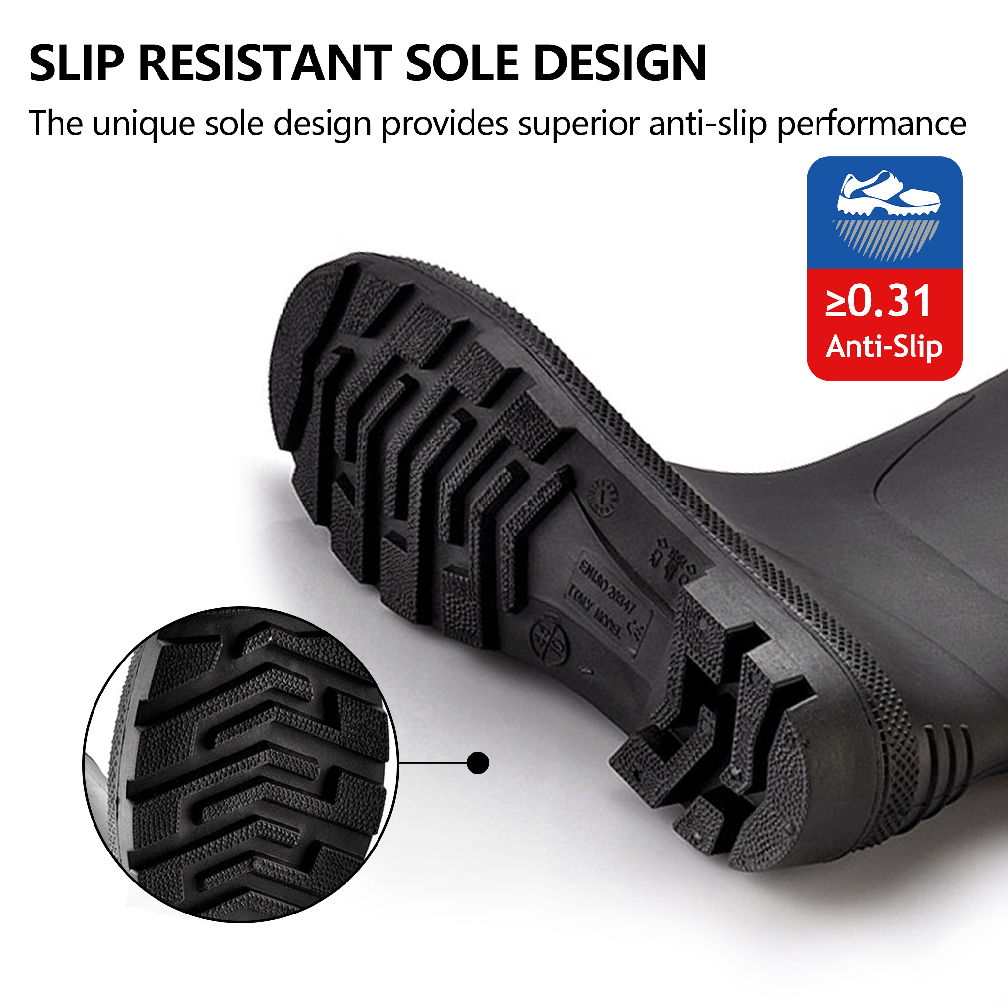 Botas de agua ocupacionales: botas de lluvia de trabajo de PVC impermeables para uso industrial y de almacén