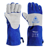 Guantes de protección contra arco eléctrico Guantes de soldadura Cuero de vaca FL-1023 Azul y gris