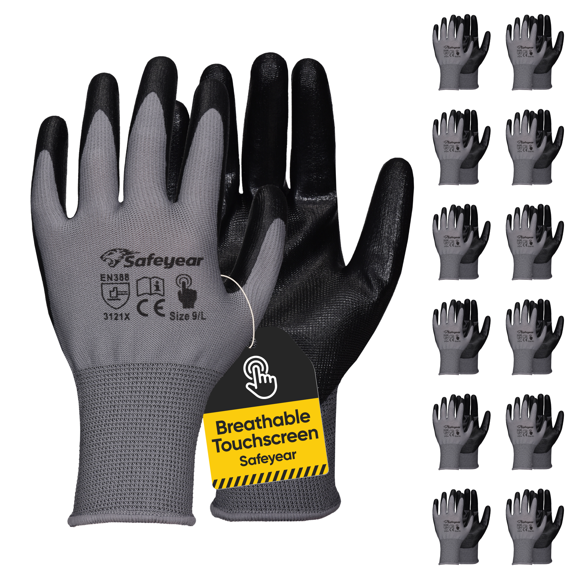 Guantes de trabajo de seguridad recubiertos de nitrilo N1552