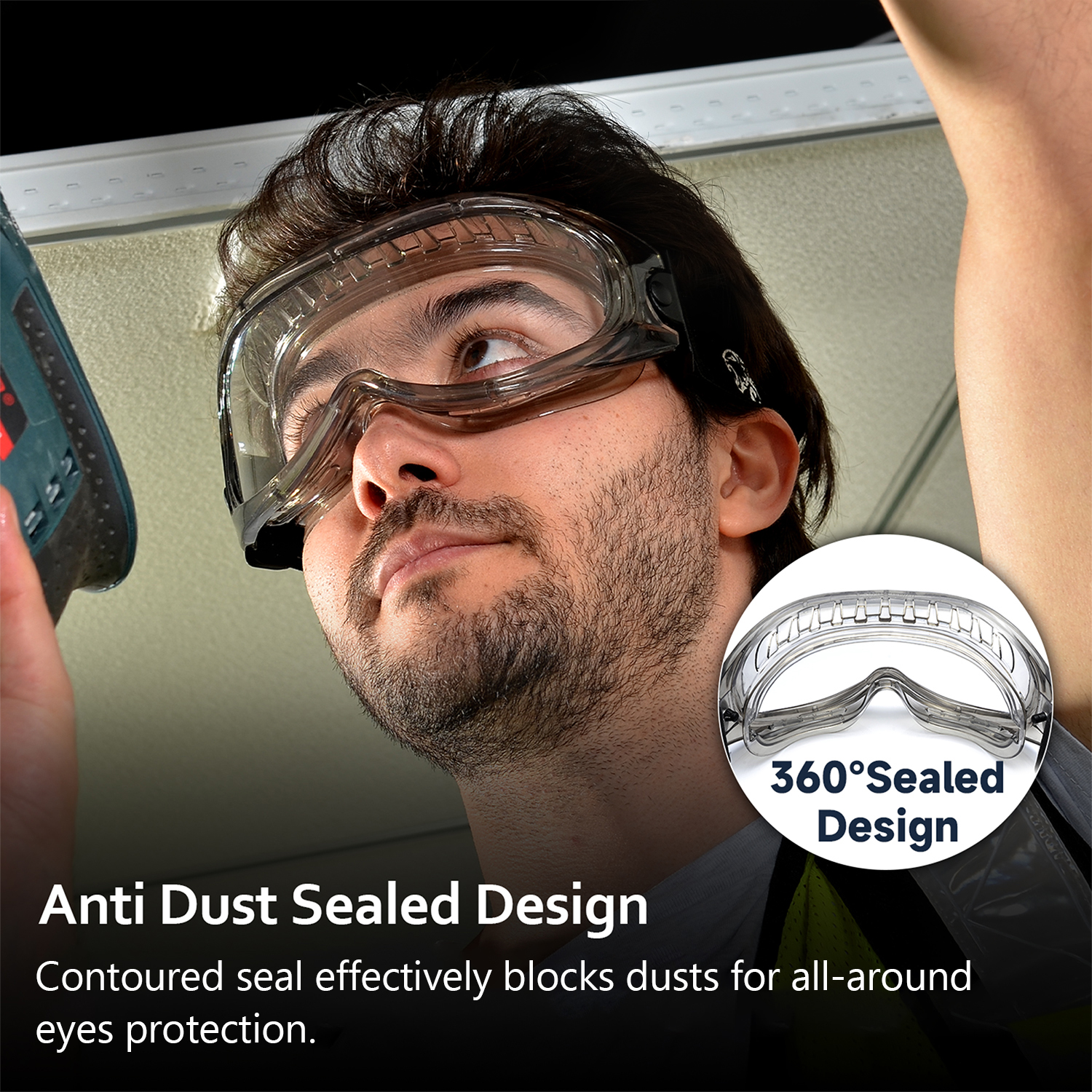 Gafas de seguridad antivaho OTG con correa ajustable | ANSI Z87.1 y EN166