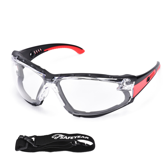 Gafas de seguridad antivaho para lugares de trabajo polvorientos con revestimiento de espuma | ANSI Z87.1 y EN166 SG037 Rojo