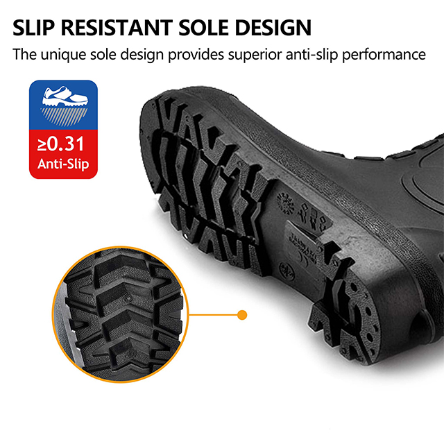 Botas de goma de goma impermeables W-6038 negro