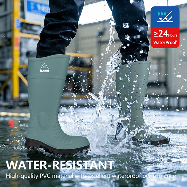 Botas de lluvia impermeables para el hombre W-6055 verde
