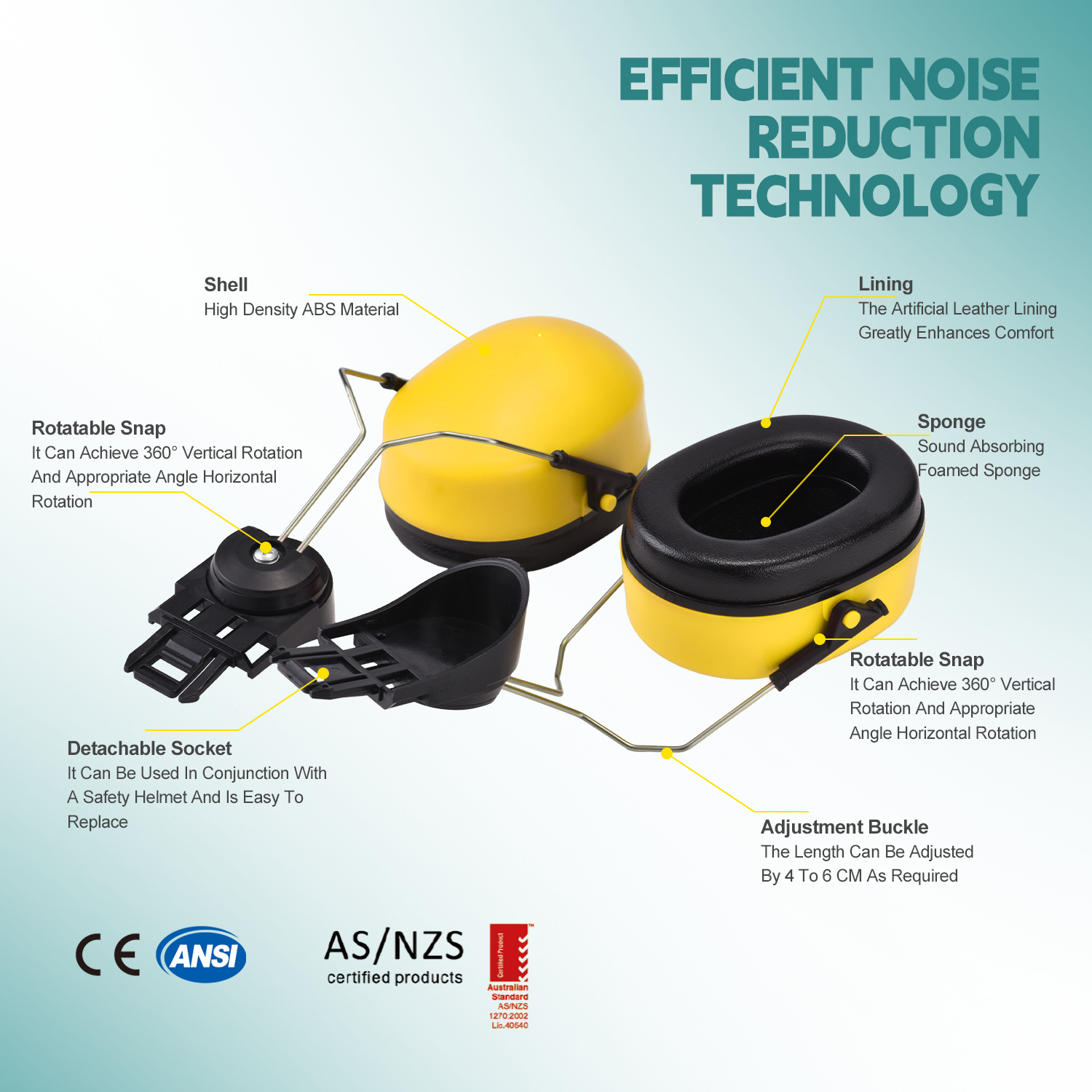 Muffs de oído de alta calidad E-2008 Amarillo