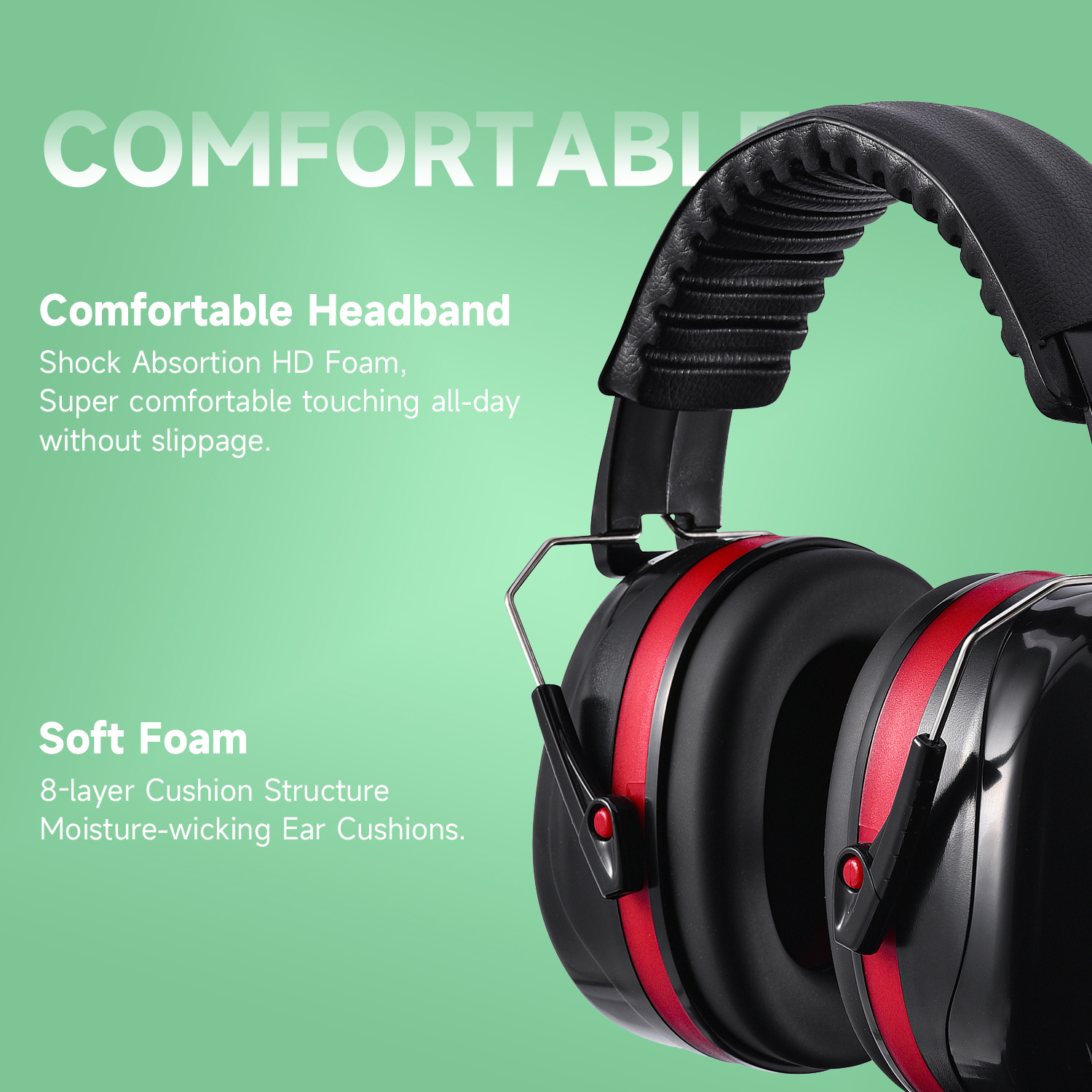 Listo Stock ABS Protective Ear Muffs EM-5002 Rojo