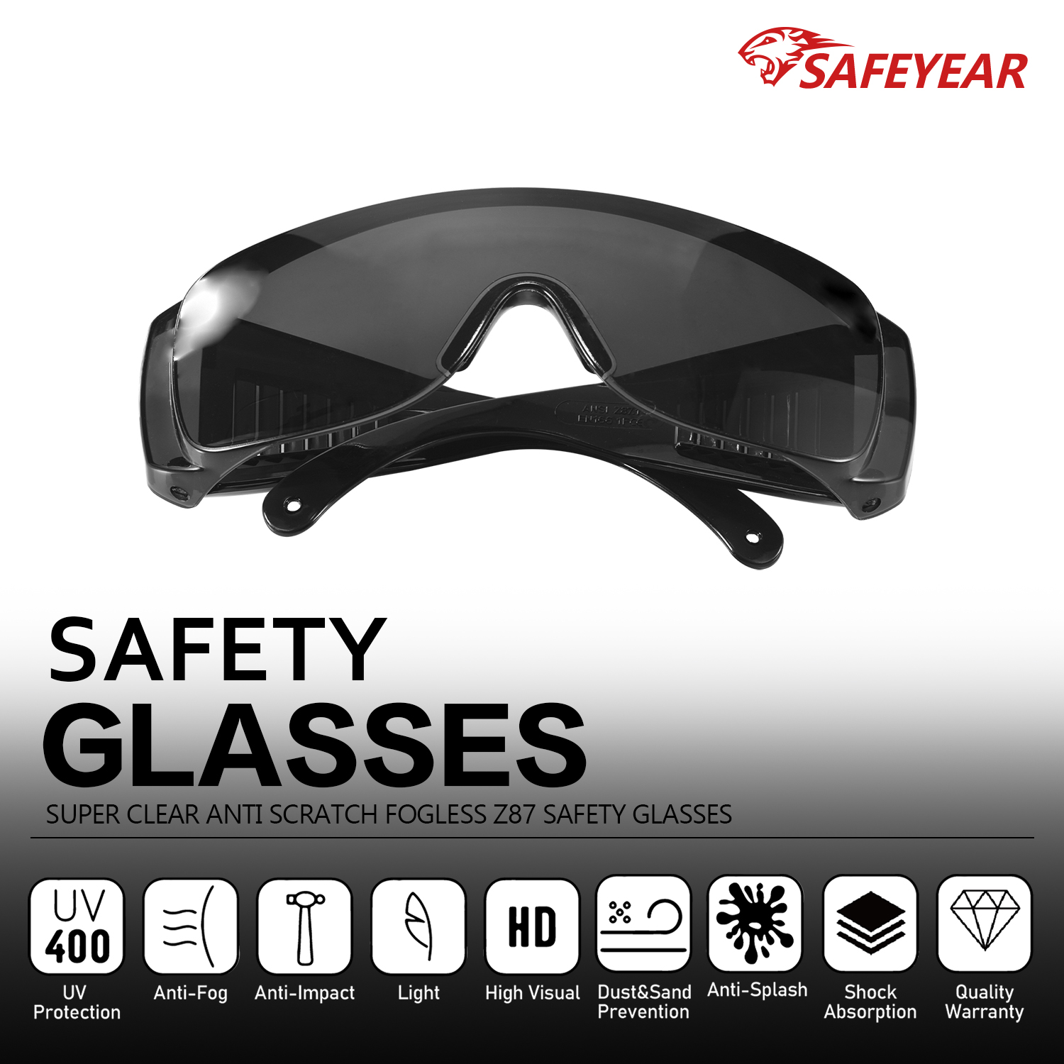 Goggles de seguridad de policabonato SG035 Negro