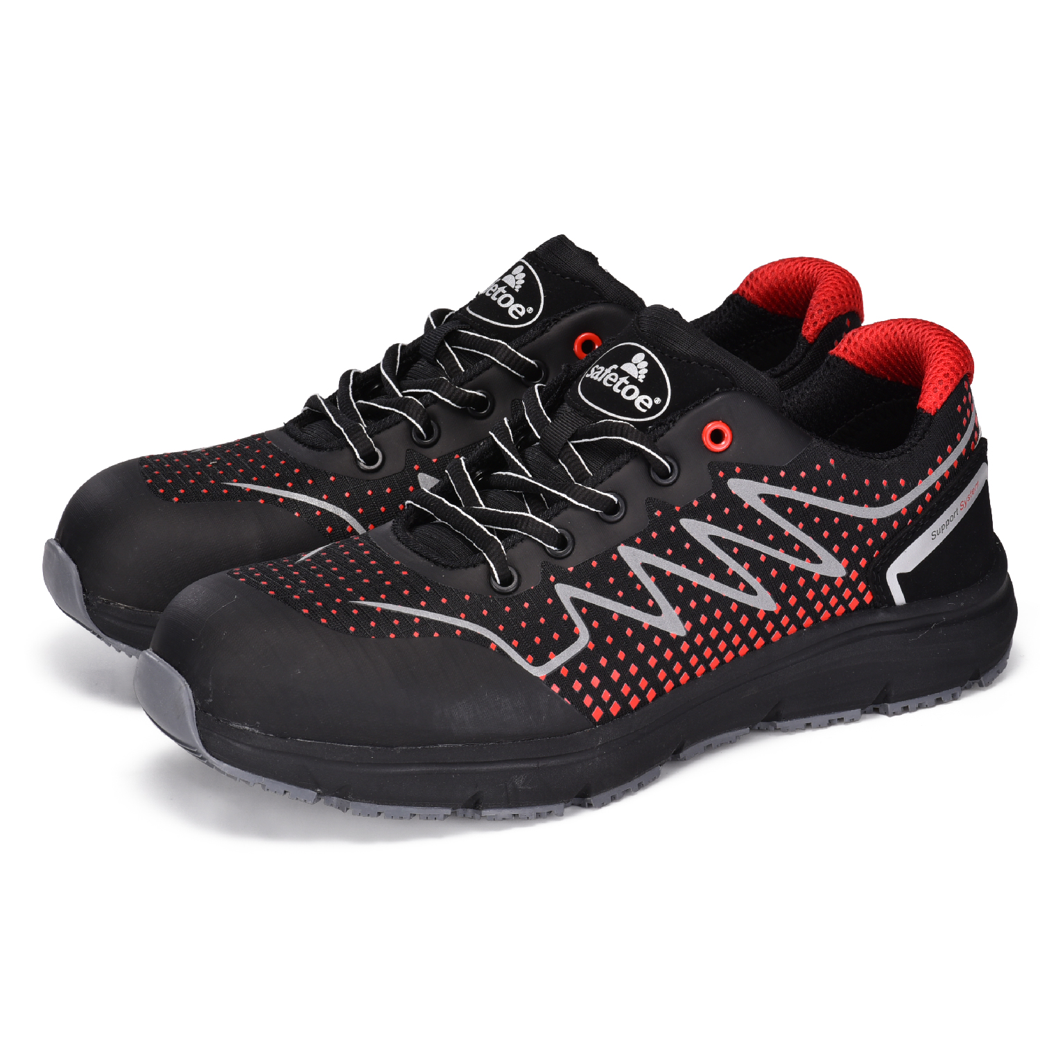 Zapatos de seguridad no metálicos ultraligeros y transpirables L-7530 rojo