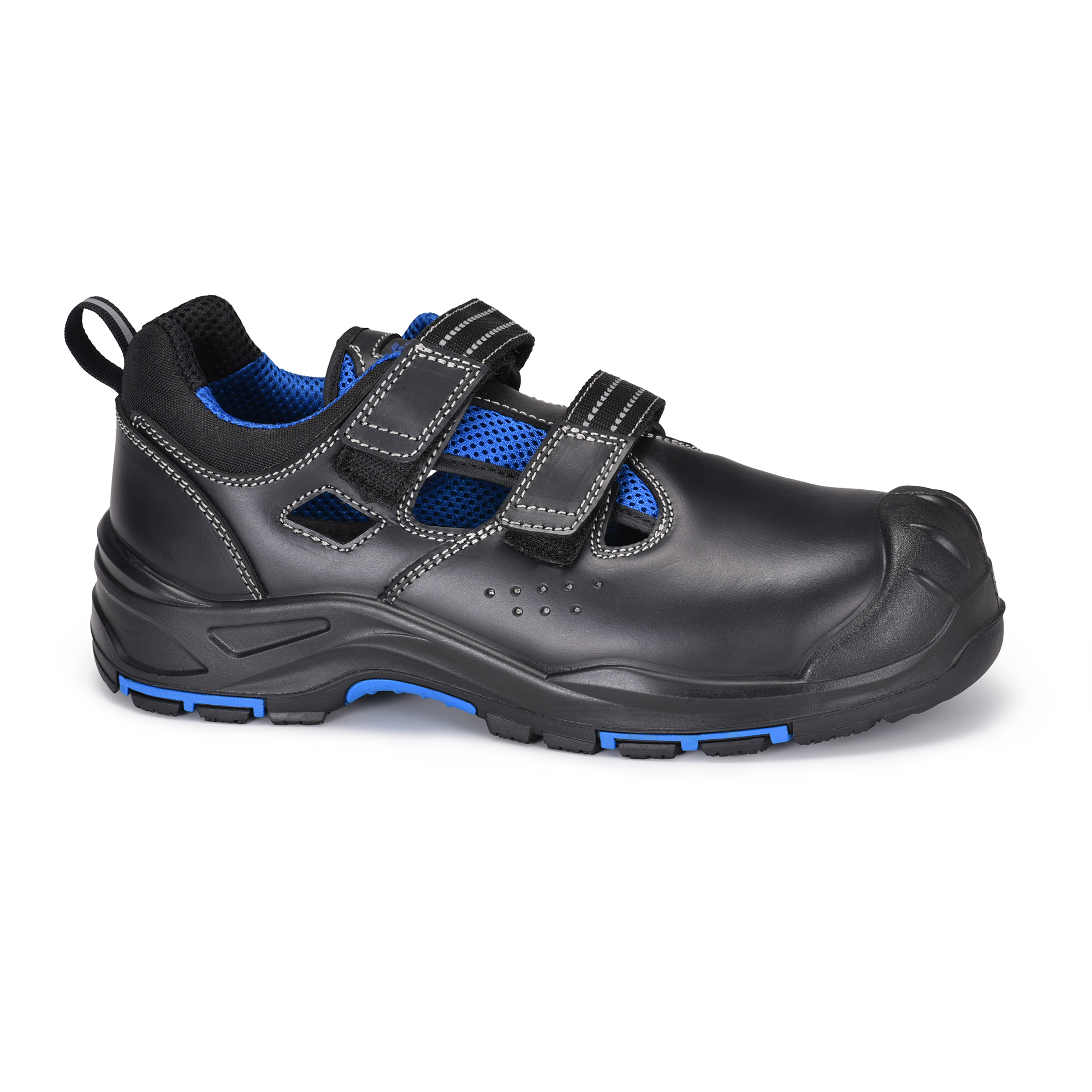 Sandalias Zapatos de trabajo Velcro Design L-7585 Azul / Metal gratis