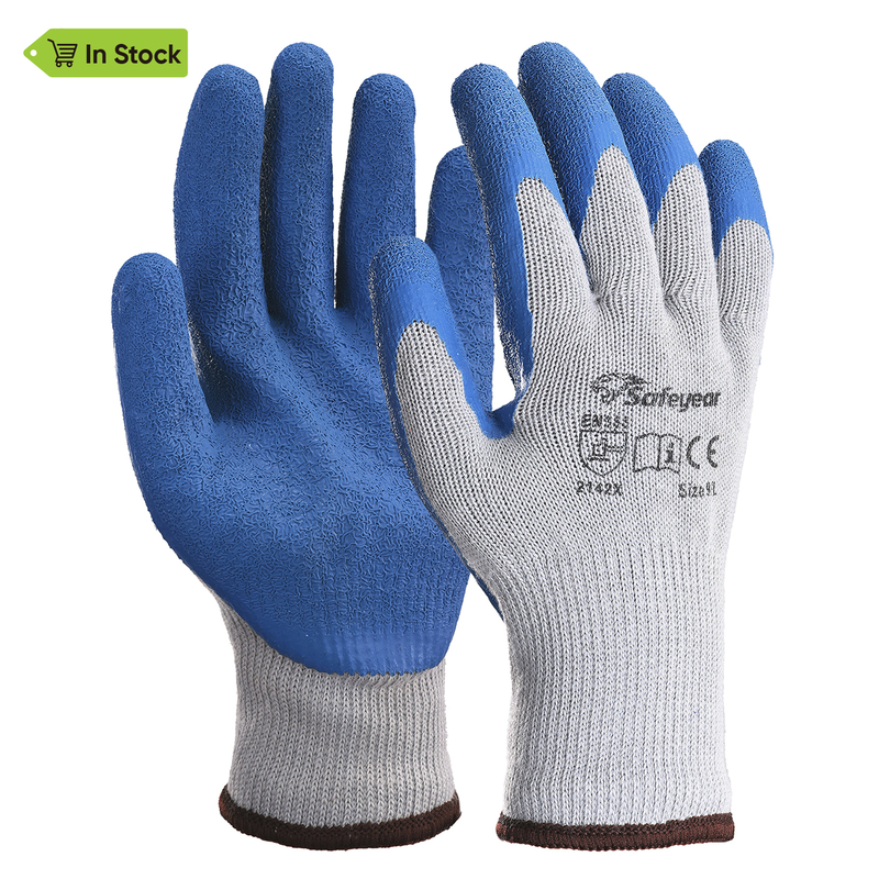 Guantes de trabajo de seguridad recubiertos de látex LY-3013 Azul