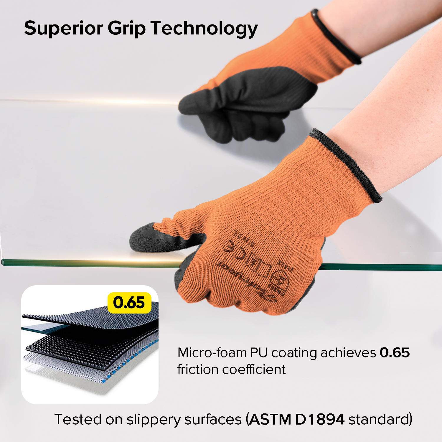 Guantes de trabajo de seguridad recubiertos de látex LY-3013 Naranja