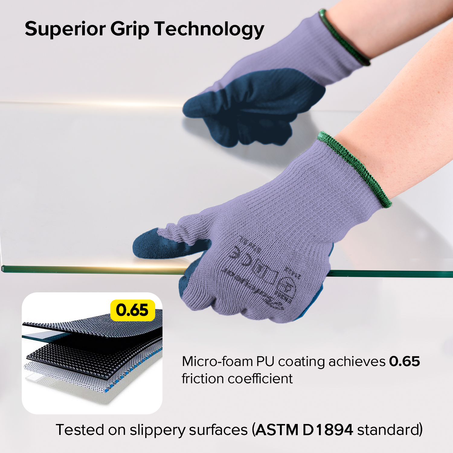 Guantes de trabajo de seguridad recubiertos de látex LY-3013 Púrpura