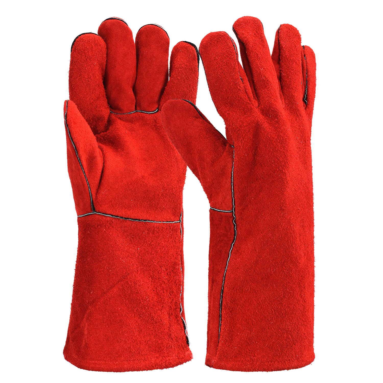 Guantes de trabajo de cuero para soldador S-H24 Rojo