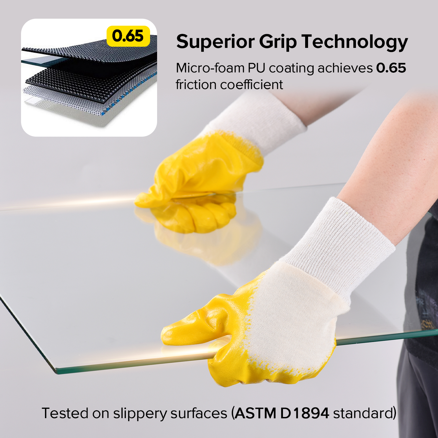 Guantes de trabajo industriales recubiertos de nitrilo FD1289 Amarillo