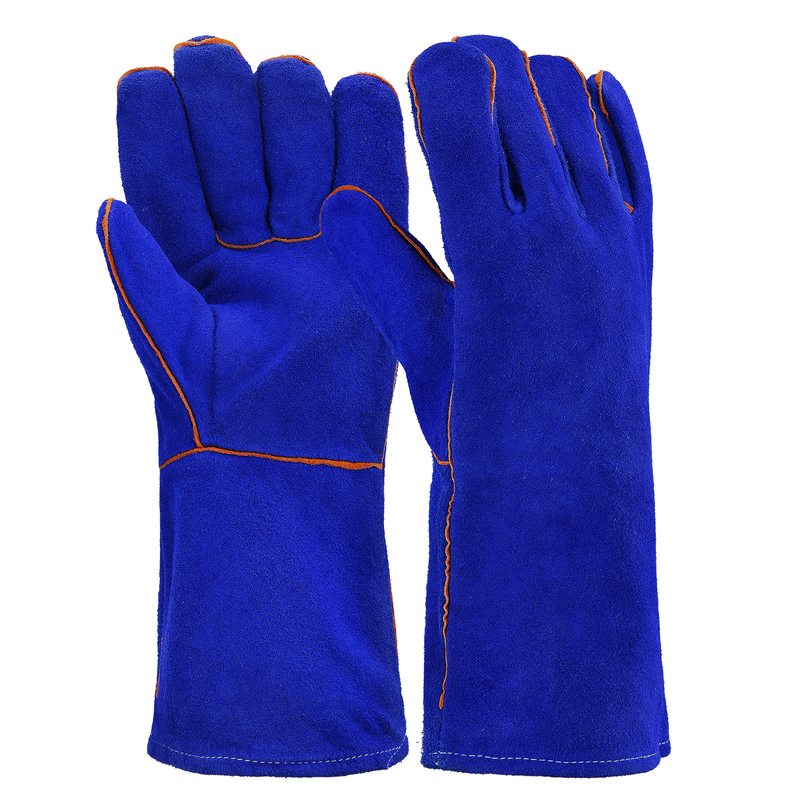 Guantes de trabajo de cuero para soldador S-H24 Azul